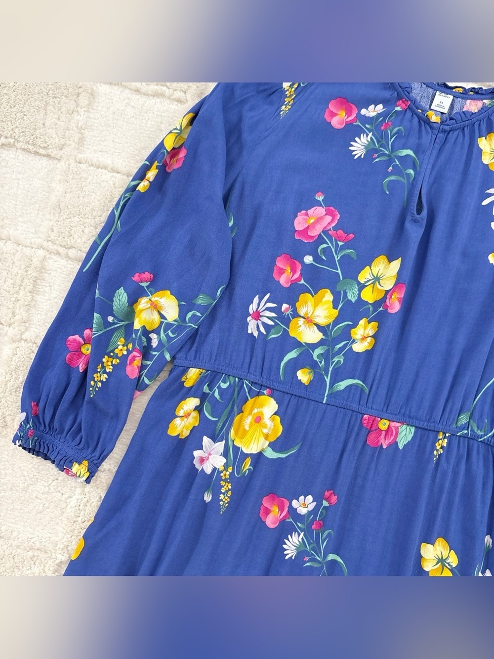 NWT Old Navy Floral Waist Defined Ruffle Trim Dress XL - Picture 4 of 14